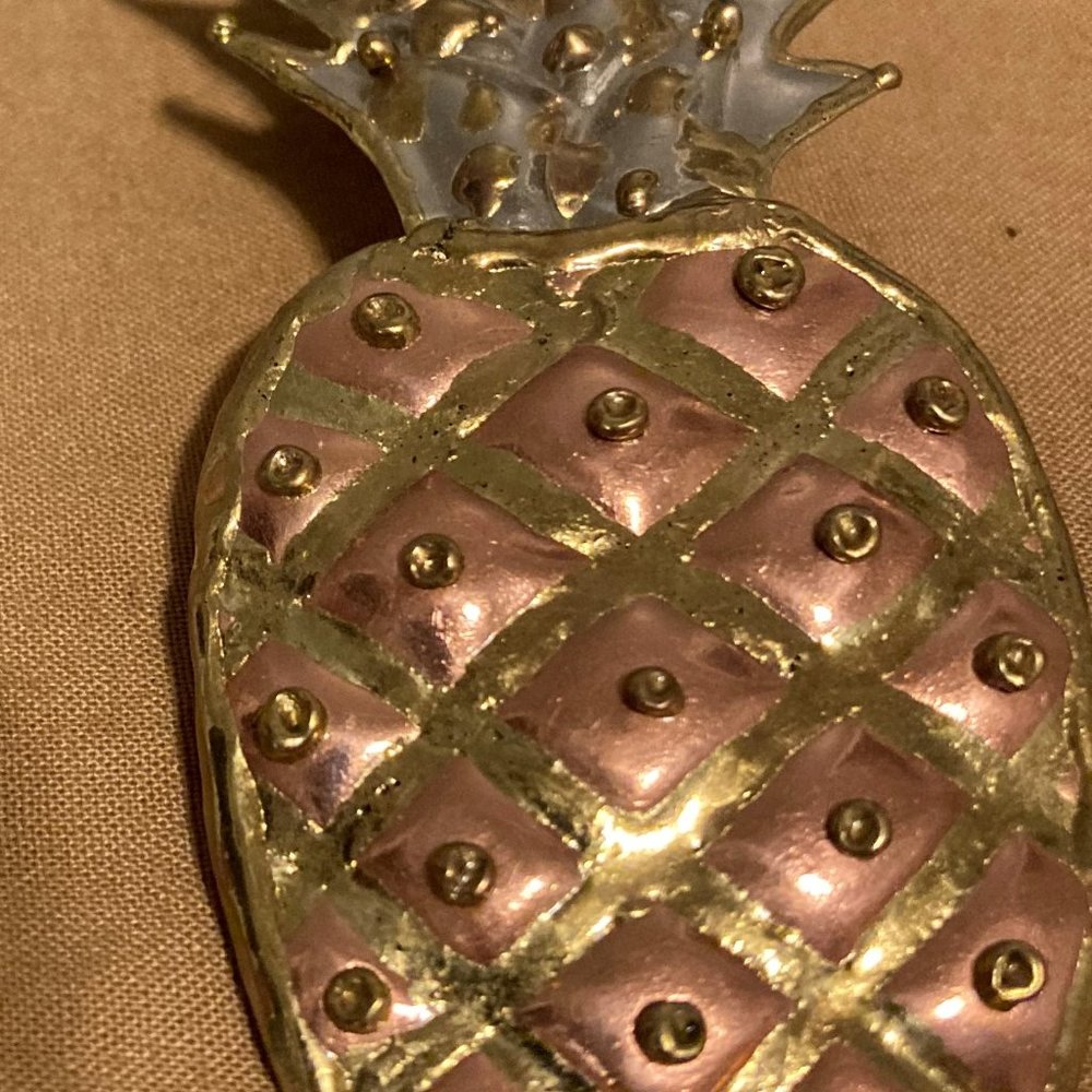 Vintage Pineapple Pendent and Brooch, Metal Pineapple Shape